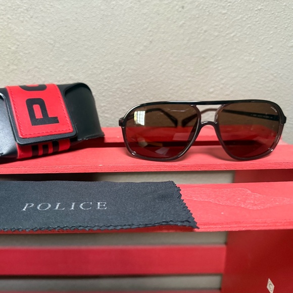 Police Brown Aviators Sunglasses S8531 60 15 COL 568X - Picture 1 of 10